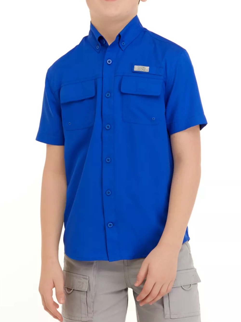 Ocean Current Boys' Blue Short-Sleeve Button Down Shirt Size 6